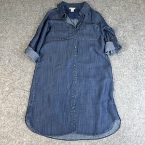 Soft Surroundings Dress Womens Small Chambray Denim Button Front Tencel Capsule